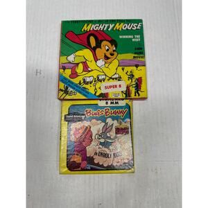 Mighty Mouse Winning The West Super 8MM Film and Bugs Bunny in Unruly‎ Hare 8mm